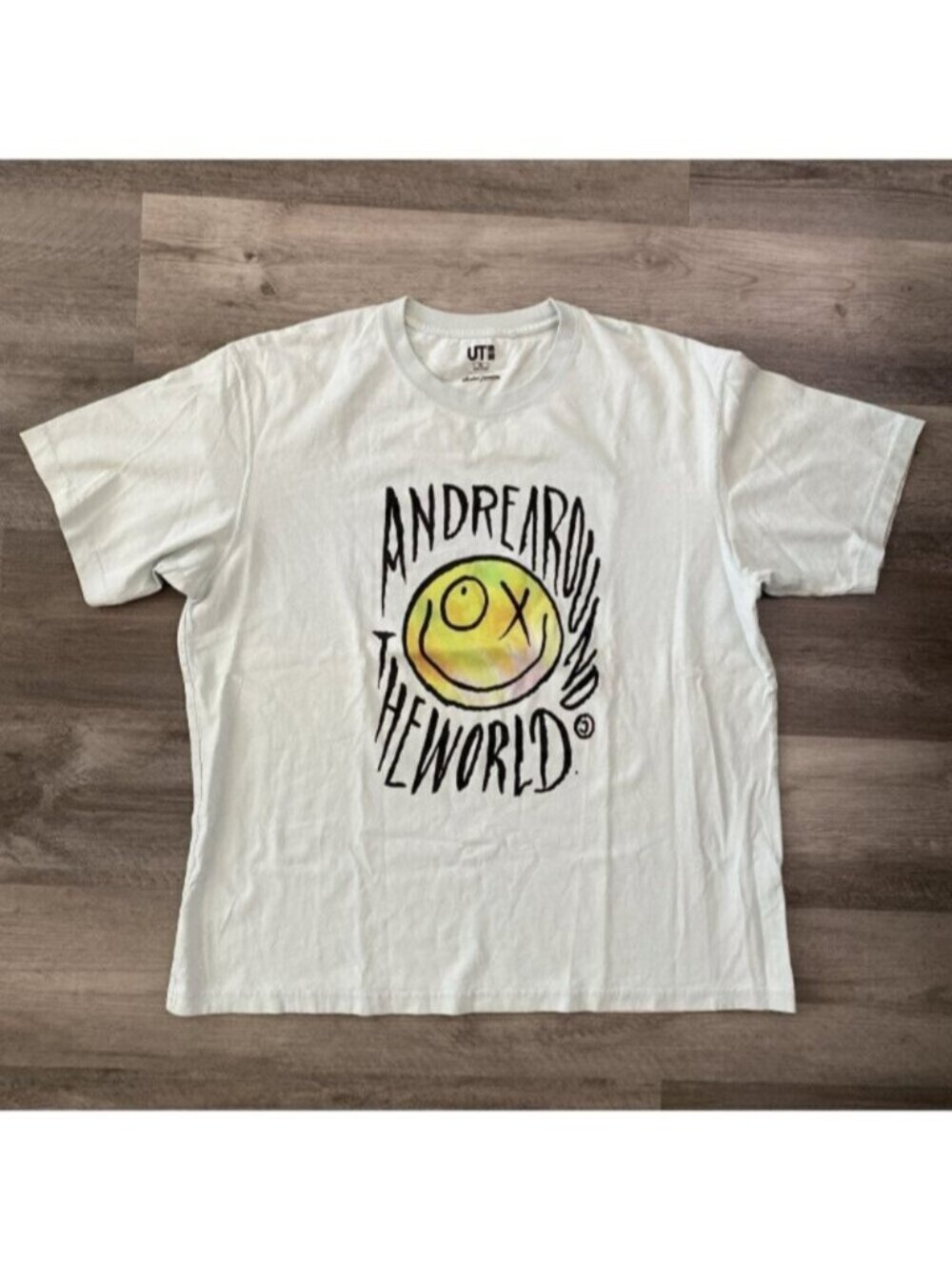 Uniqlo x UT Andre Saraiva T Shirt Mens XL Blue Cotton Around the World Graphic